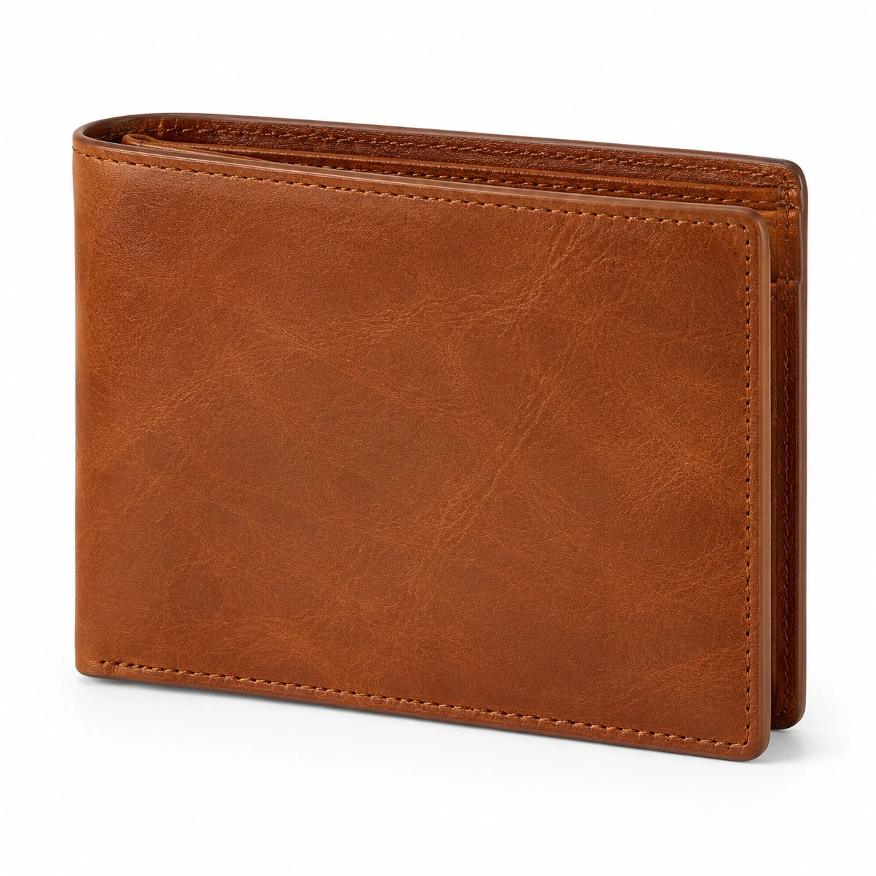 Portefeuille pliant 11.5 x 9.5 x 1.5 cm marron aspect cuir style classique