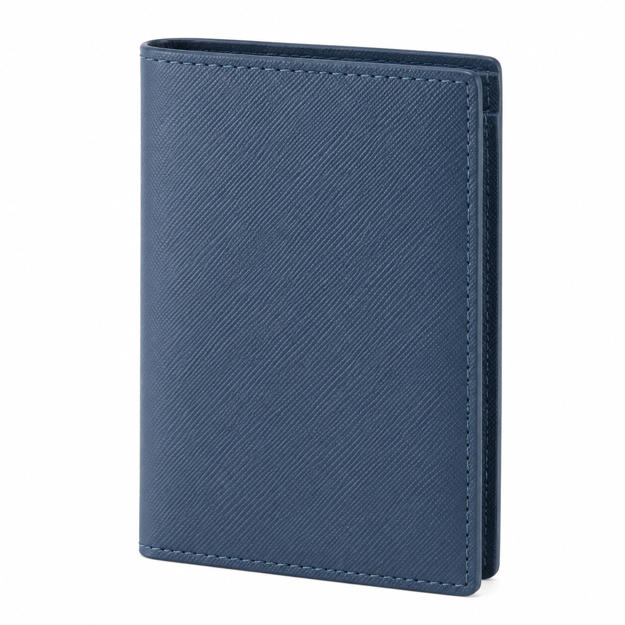 Portefeuille pliant 11 x 9 x 1 cm en matière synthétique bleu marine texturé pour cartes