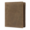 Portefeuille pliant 11 cm x 2 cm x 9 cm en cuir marron style vintage