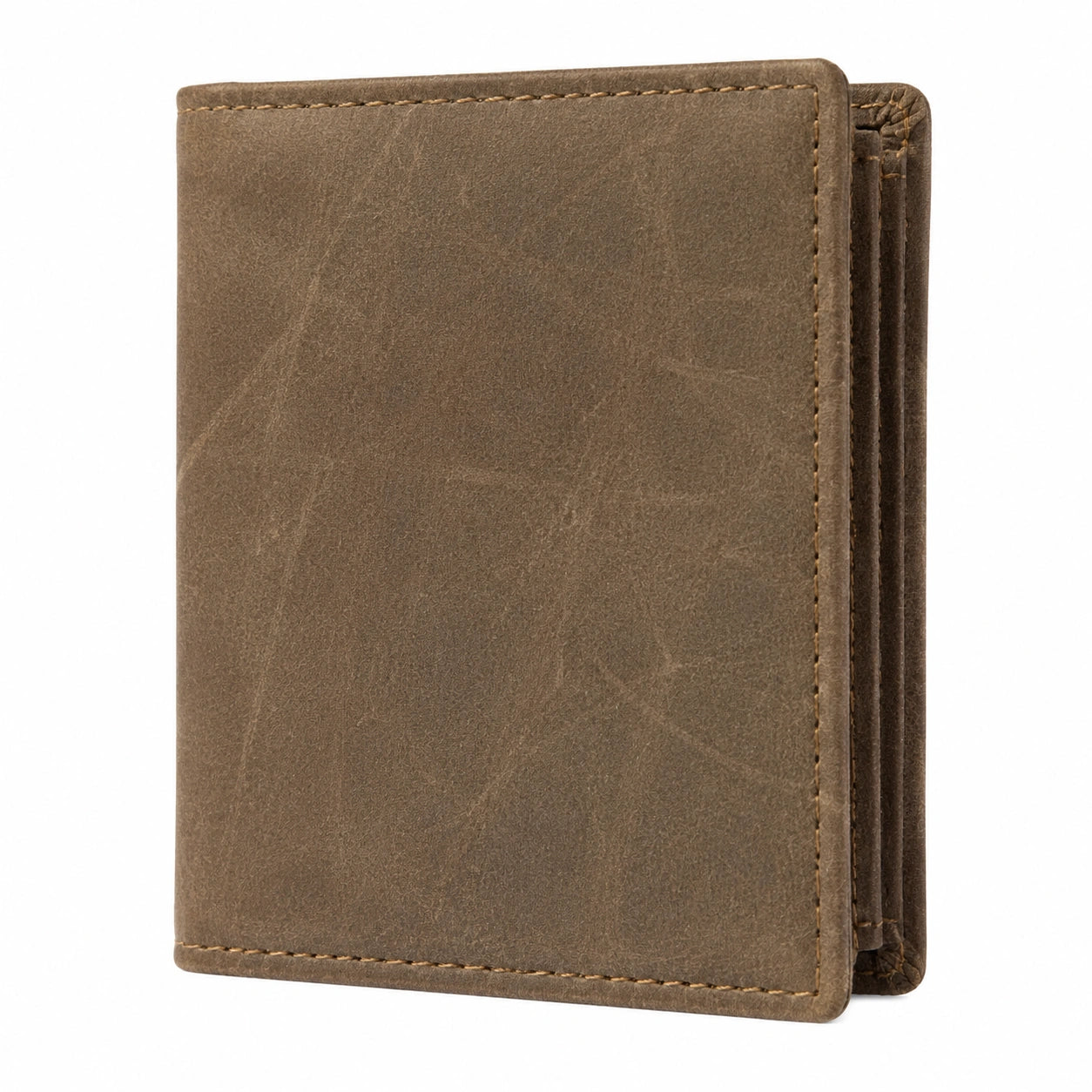 Portefeuille pliant 11 cm x 2 cm x 9 cm en cuir marron style vintage