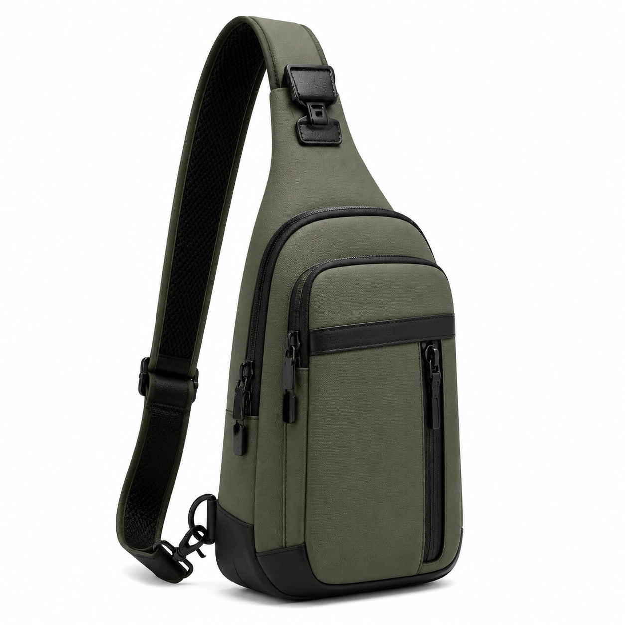Sac bandoulière 18 × 8 × 32 cm synthétique vert kaki noir rangement quotidien compact