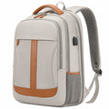 Sac à dos 30 x 15 x 43 cm beige et marron en textile avec port USB pour ordinateur