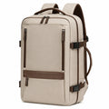 Sac à dos de voyage 32 cm x 20 cm x 48 cm en textile beige et marron à compartiments multiples