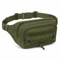 Sac banane 30 x 8 x 17 cm en tissu synthétique vert kaki à multiples poches style utilitaire