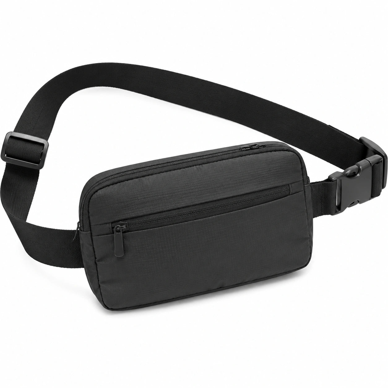 Sac banane 23 x 5 x 14 cm en tissu synthétique noir avec poches zippées style urbain