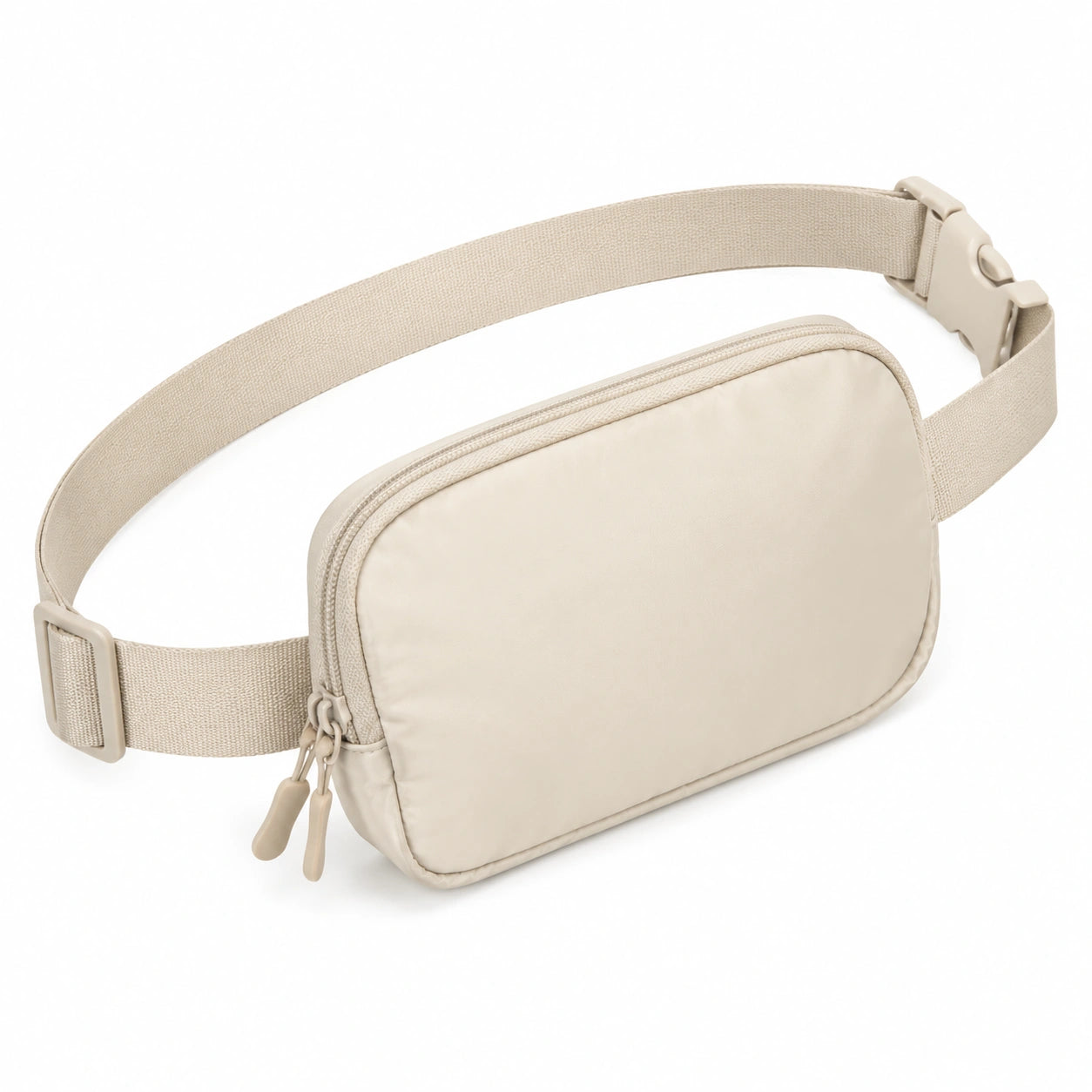 Sac banane 25 × 14 × 6 cm en textile beige à fermeture zippée ajustable
