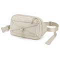 Sac banane 25 x 7 x 15 cm en tissu beige à compartiments zippés style utilitaire