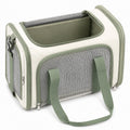Sac de transport pour animal 45 x 28 x 28 cm en tissu beige vert avec maille respirante