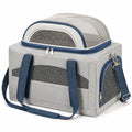 Sac de transport pour animaux 45×28×30 cm en textile gris et bleu avec maille respirante