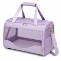 Sac de transport pour animal 45 × 28 × 30 cm en textile synthétique lilas avec maille respirante style voyage