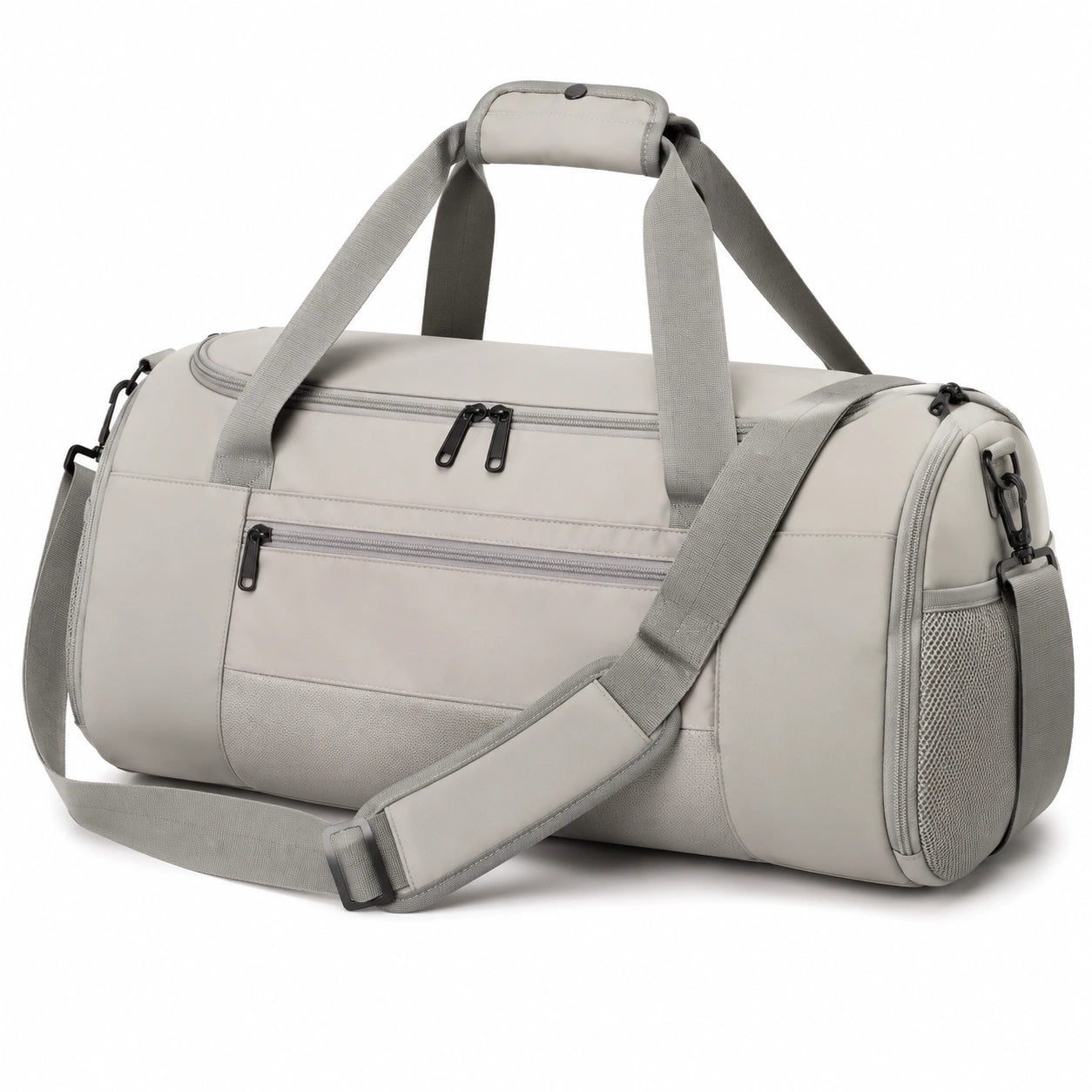 Sac de sport 50 cm en textile synthétique gris à bandoulière avec poches zippées