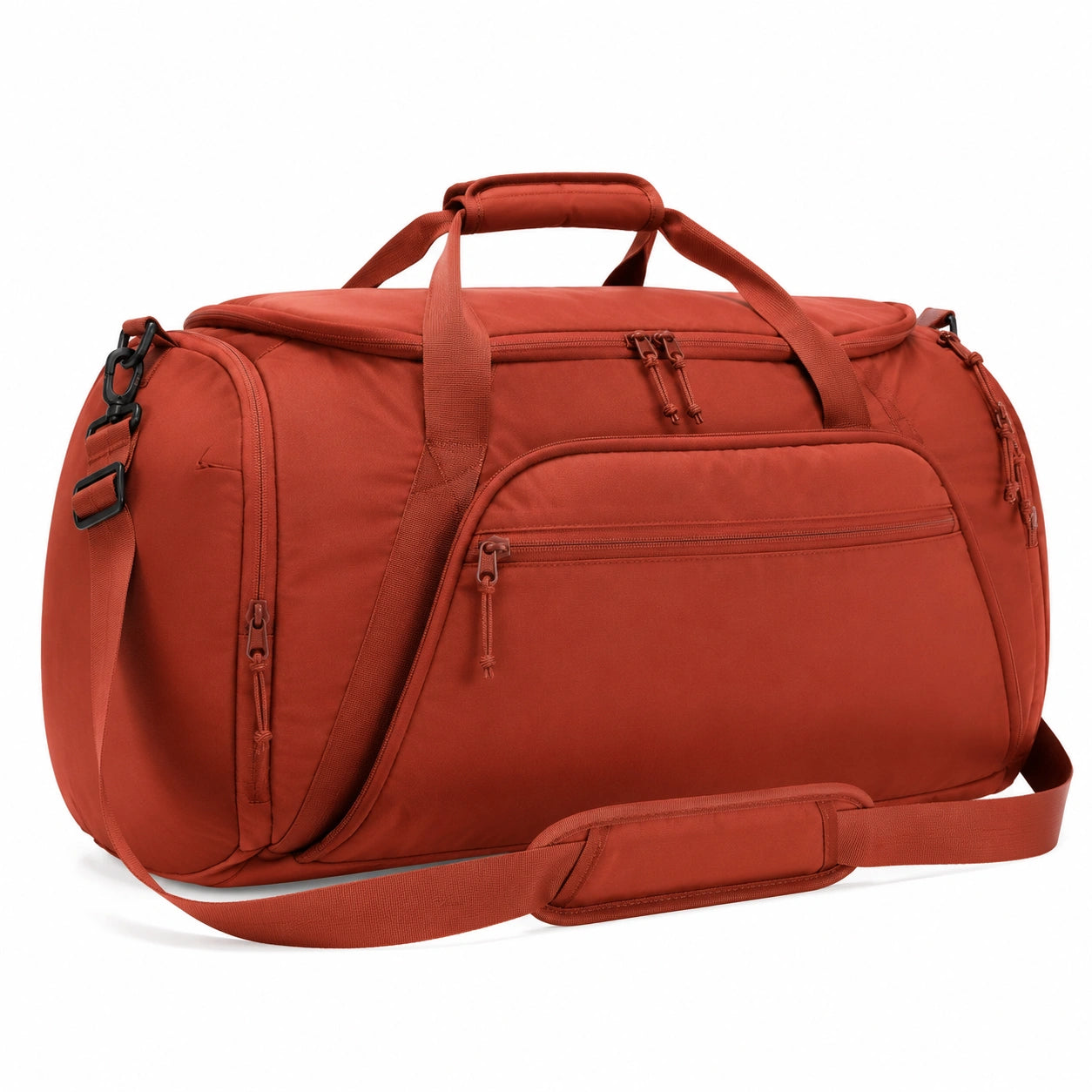 Sac de voyage 50 × 25 × 30 cm en tissu synthétique rouge brique avec bandoulière réglable