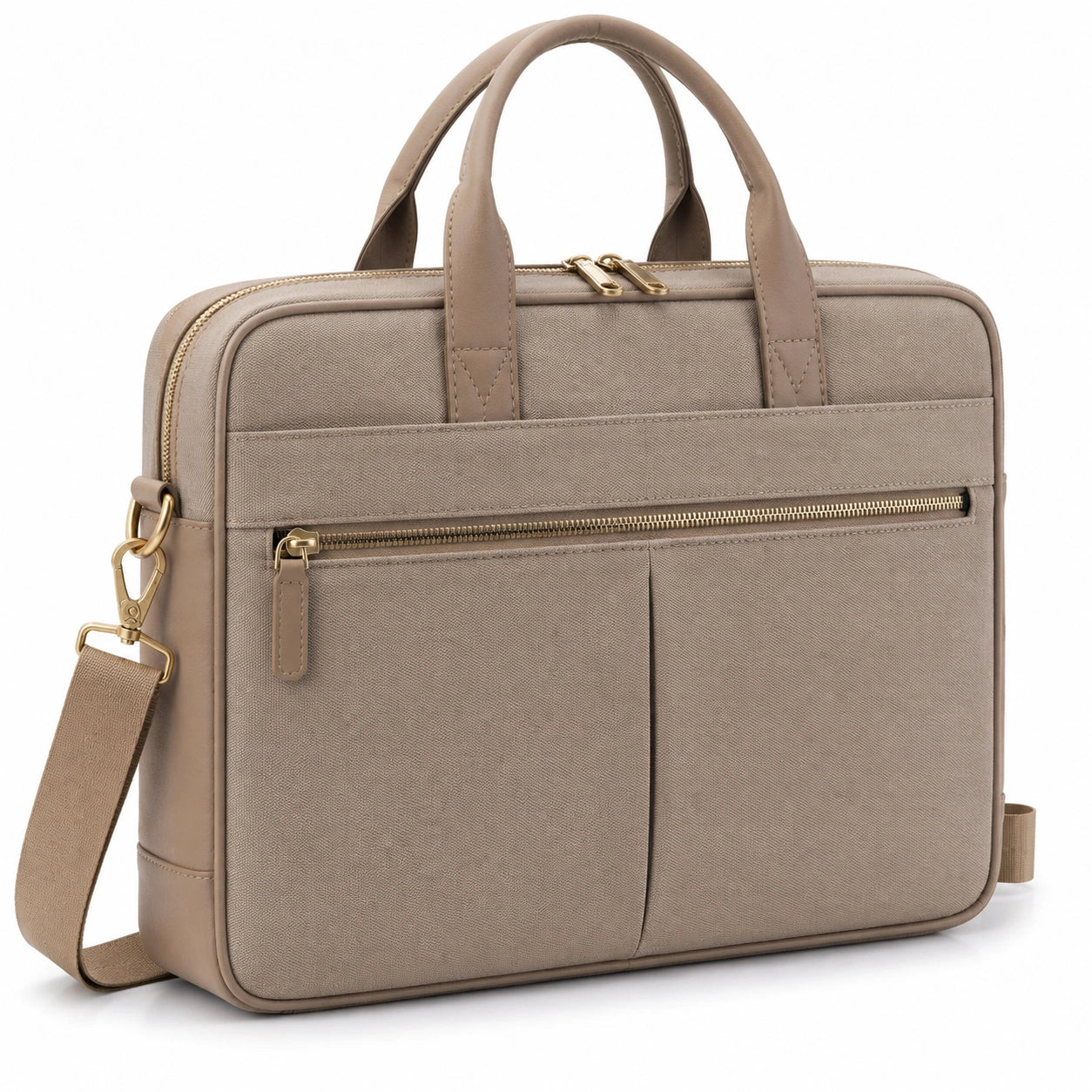 Sac ordinateur 40 x 8 x 30 cm en toile beige avec bandoulière amovible