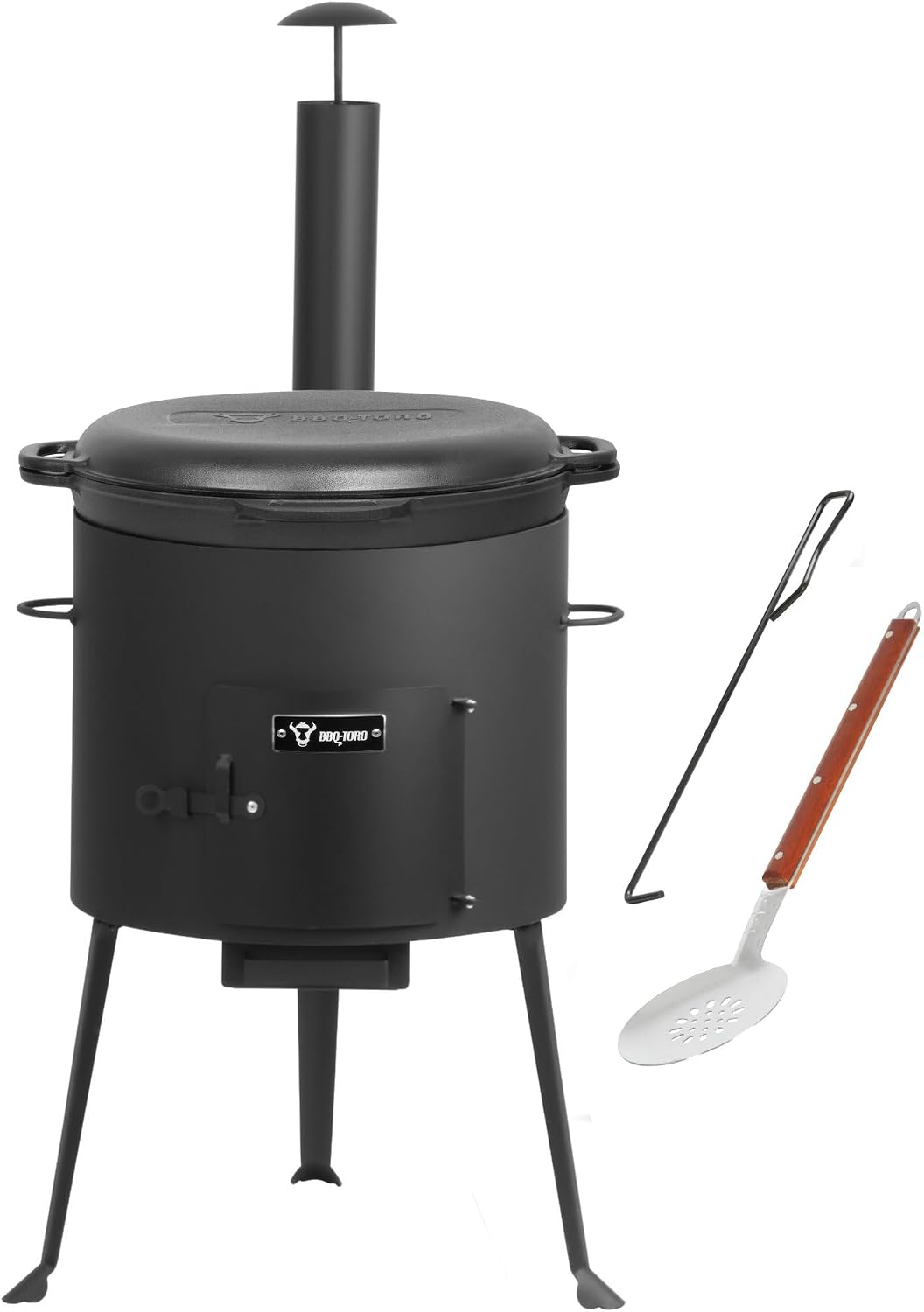 BBQ-TORO Cuisines d'extérieur, 39,5 cm, 16 l, Noir/Argenté, Kazan en fonte avec four Kazan Ø, pot de avec couvercle en fonte