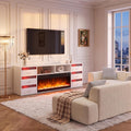 FENCHILIN cheminée électrique, 180x65x40 cm, Blanc, Meuble TV, éclairage RGB 6 tiroirs，, 13 couleurs de flamme