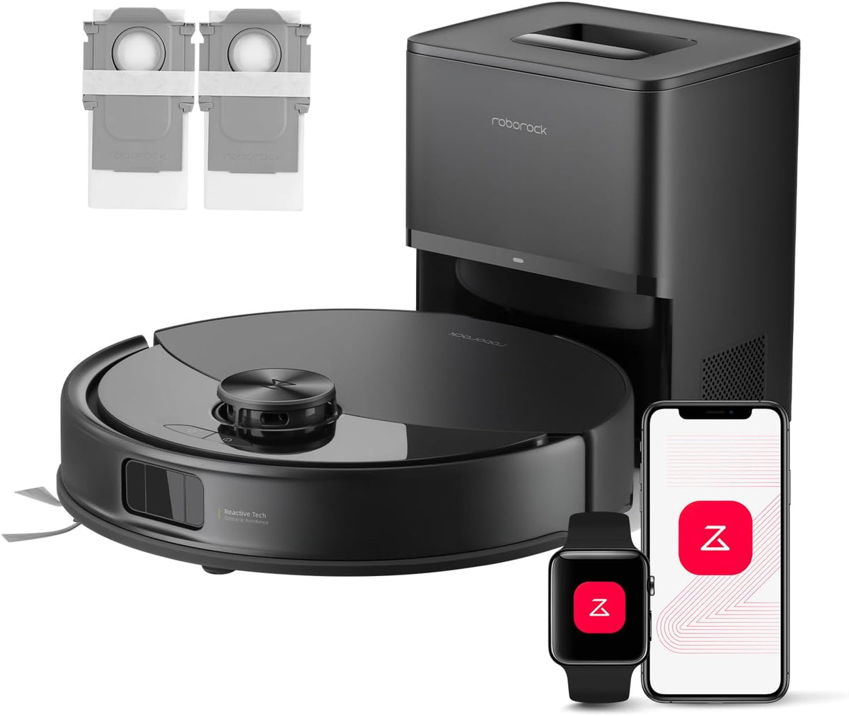 roborock robot aspirateur, Noir, Q10 S5+ Set Aspirateur Robot Laveur avec Station, 10000 Pa, Vidage Automatique