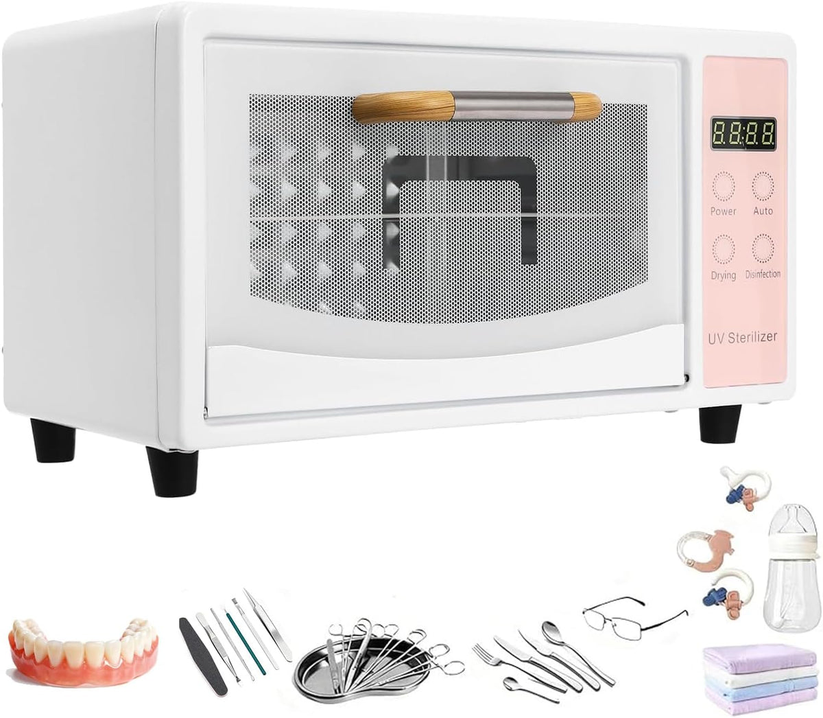 Pounjsd armoire, 48 L, Rose, Stérilisateur UV Grande Capacité, Nail Outils Stérilisateur de Désinfection UV