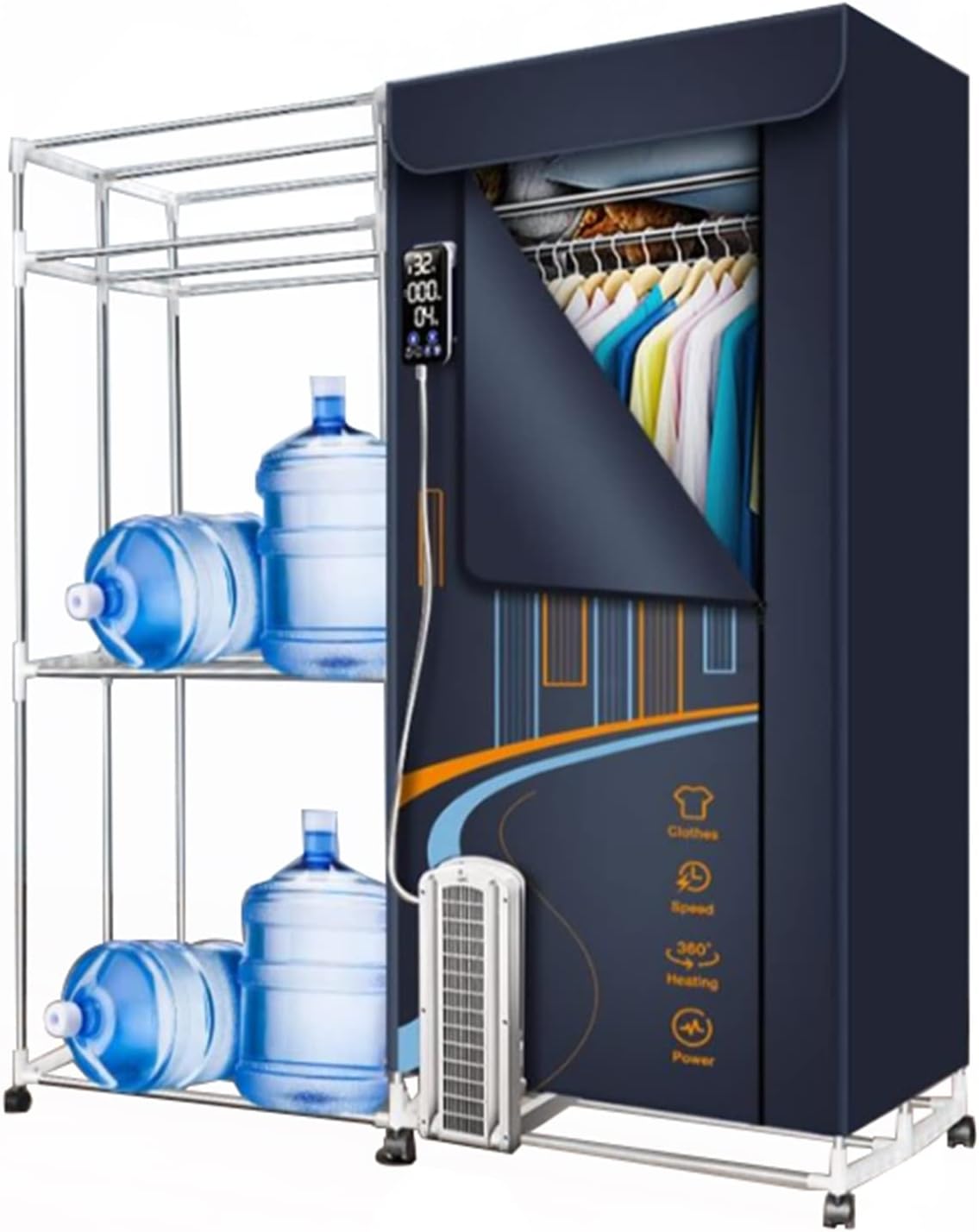 armoire SOVORM, 1600 W, Blanc, Sèche-linge électrique à 3 niveaux pour vêtements, étendoir à linge électrique chauffant et pliable