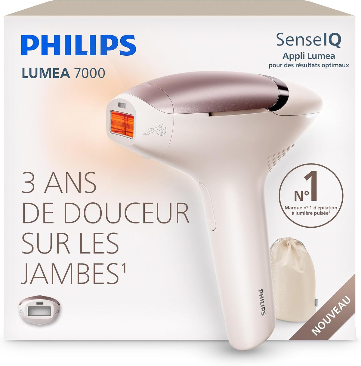 PHILIPS épilateur à lumière pulsée, Noir, Lumea 7000, alternative longue durée au laser en institut, utilisation facile à la maison