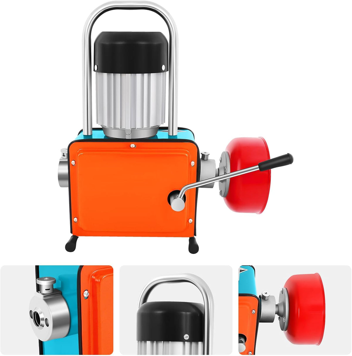 Taozhiyy Furets déboucheurs, 25 x 26 x 37 cm., 1000 W., 220 V, 400 tr/min, 30 m, fer, orange, bleu, rouge, argent, noir