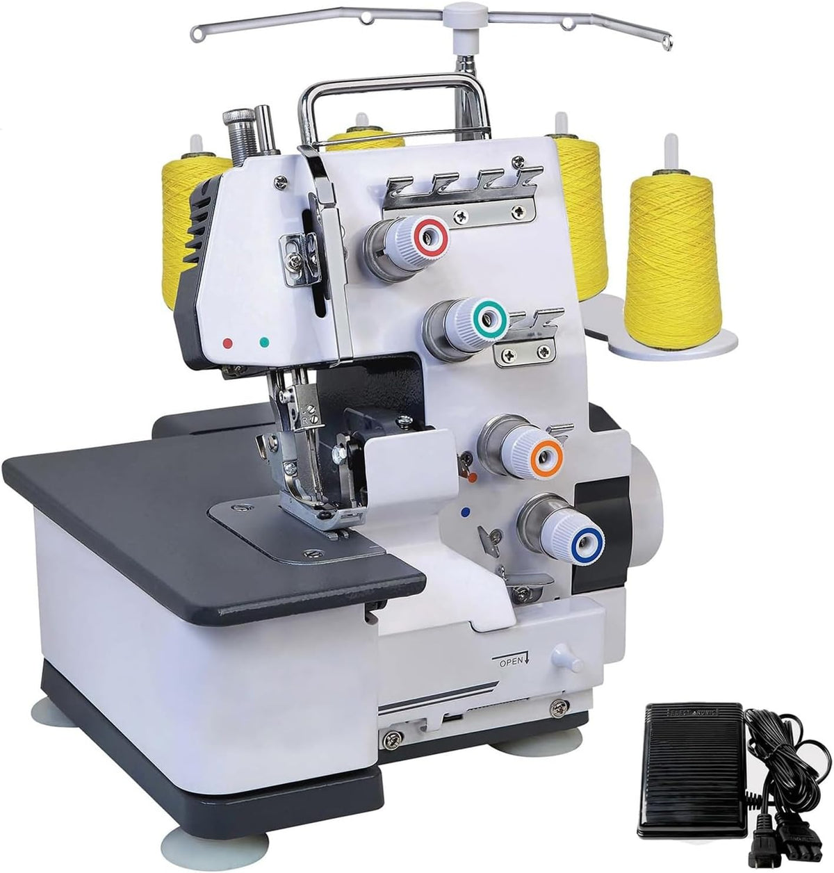 Machine surjeteuse, Noir, à coudre industrielle avec capacité de 3 à 4 fils, lumière LED, pieds d'aspiration puissants
