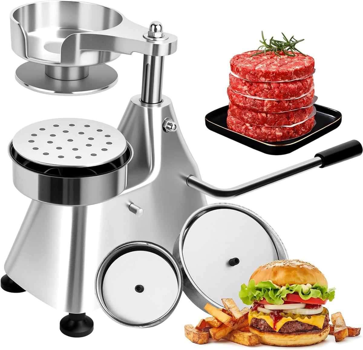 Machine Presses à pâte, Argenté, poulet et poisson, pour cuisiner de délicieux hamburgers faits maison