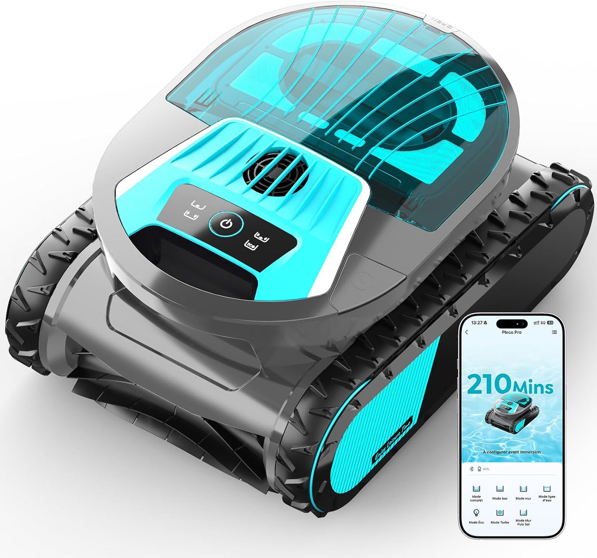 BRINBO Systèmes de nettoyage automatique, 200 m, Noir, (2026 Upgrade) Pleco Pro Robot Piscine Fond, Parois et Ligne d'eau