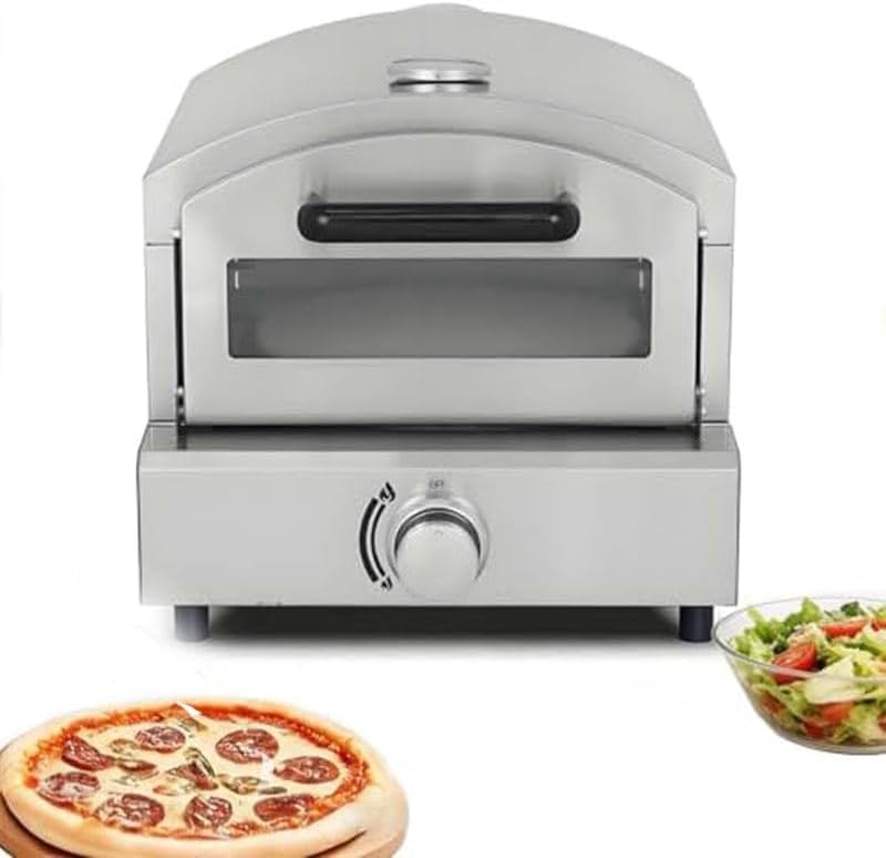 LjlXanthiper four à pizza, Noir/Argenté, Professionnel, Appareil à Pizza De Comptoir, Température Réglables