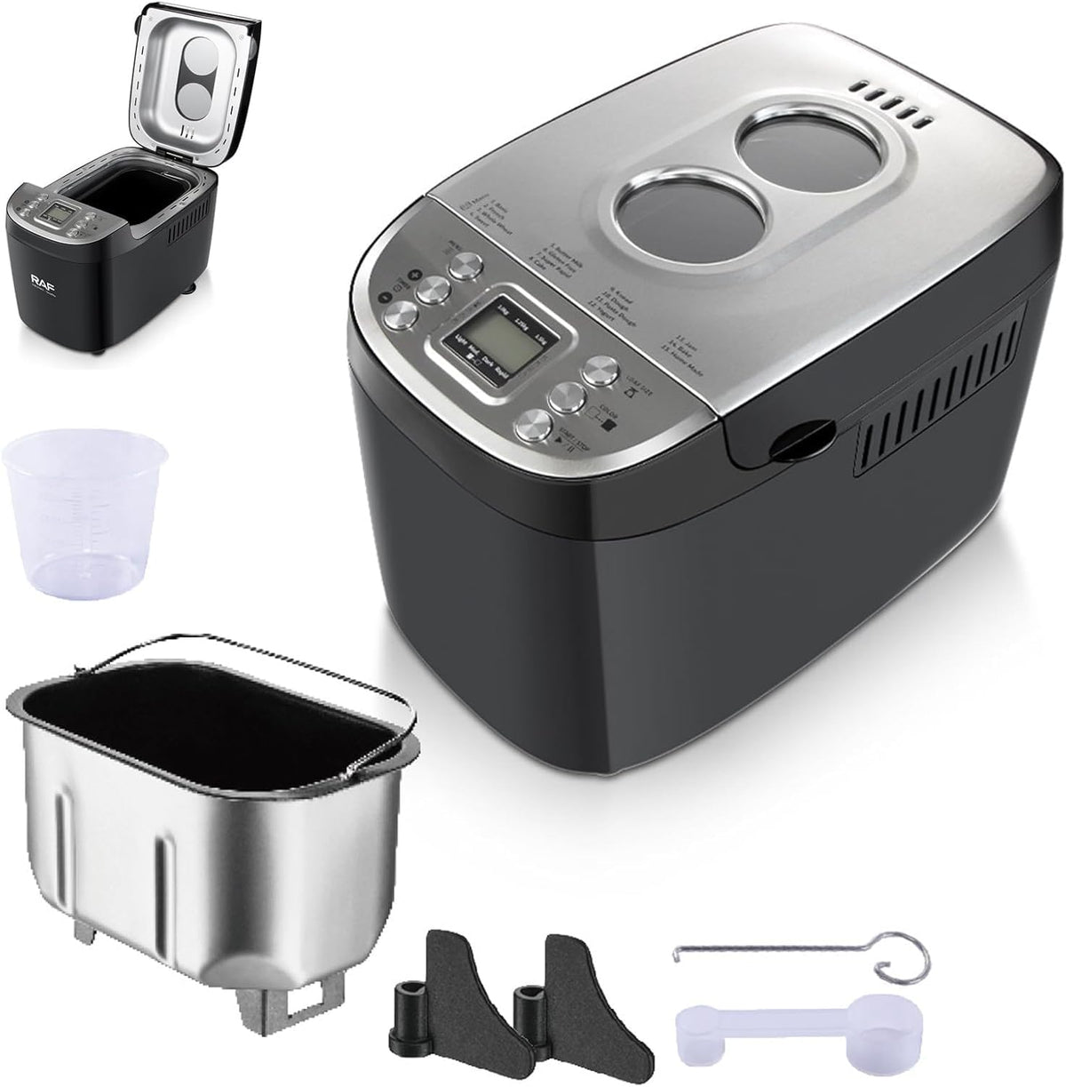 YXYLJOZ Machines à pain, Noir, Machine à Pain programmable avec cuve en céramique, Automatique pour Pain sans Gluten
