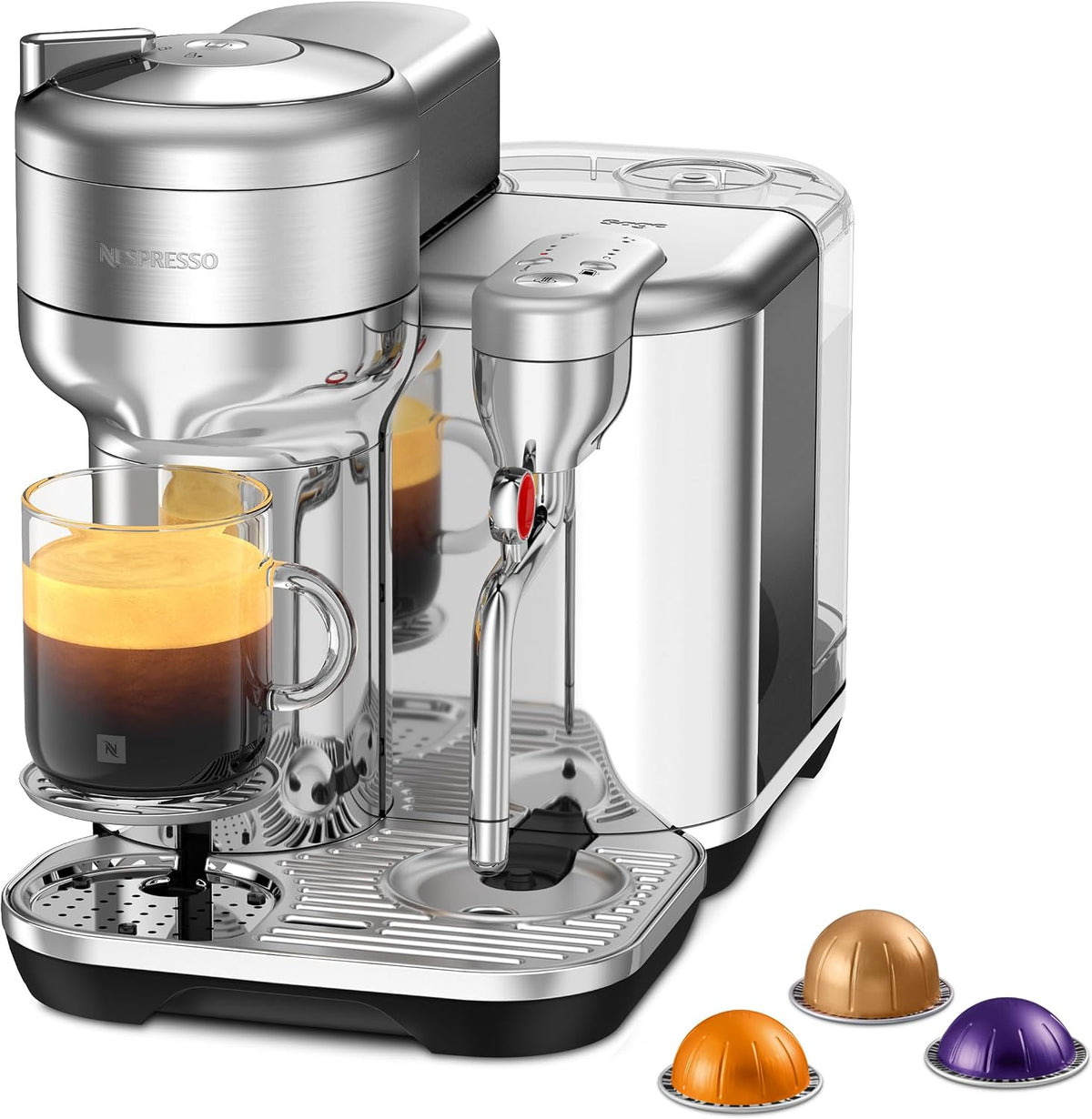 Nespresso machine à café, 2 litre, Noir/Argenté, Vertuo Creatista, machine à capsules, Sage Stainless Steel