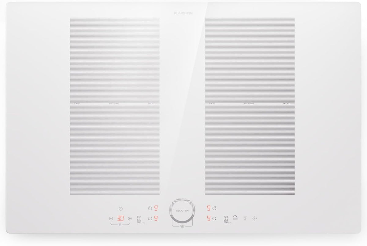 KLARSTEIN Tables de cuisson, 77 cm, Blanc, Delicatessa 77 Flex plaque à induction, plaque encastrable avec FlexZone