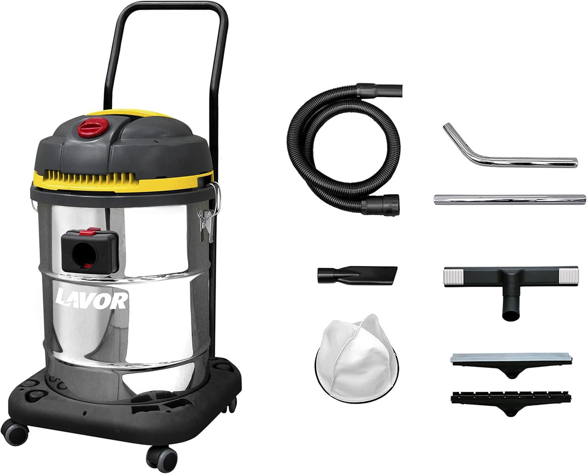 Lavor aspirateur eau et poussière, 55 litres, Argenté, WD 255 XE, Réservoir en acier inox de avec Prise pour Outils Electriques