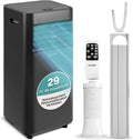 SereneLife climatiseur portable, 7000 BTU, 2,0 kW, 28 m, 54 dB, Noir, Climatiseur Mobile ( ), Climatiseur avec Tuyau d'Évacuation