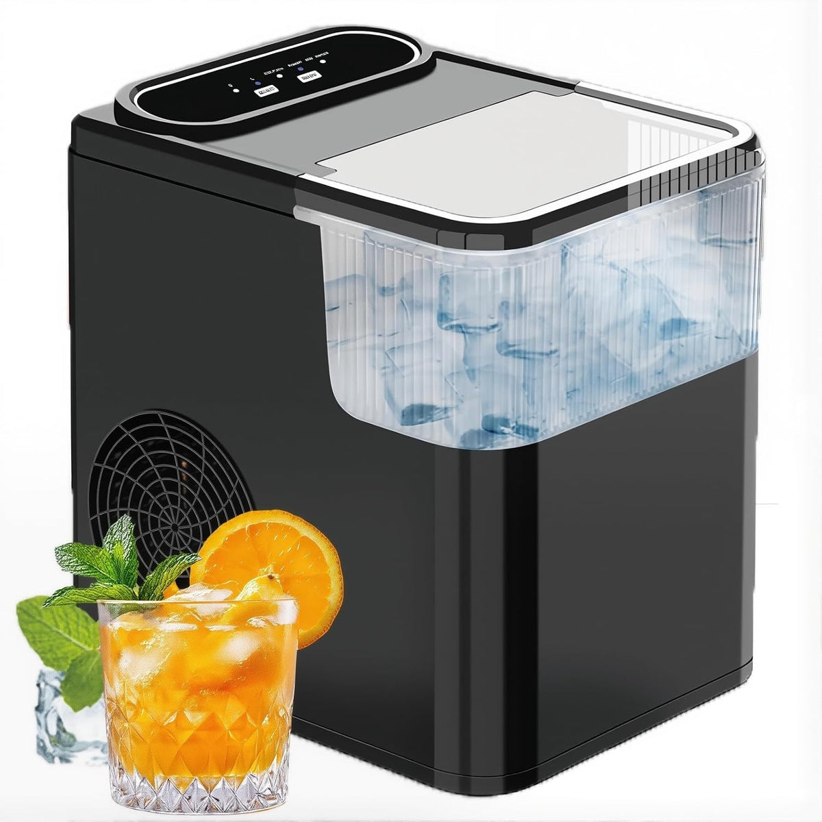 Générique machine à glaçons, 12 kg, Noir, Portable de comptoir, Produit de Glace par Jour, 9 glaçons en 6 Minutes