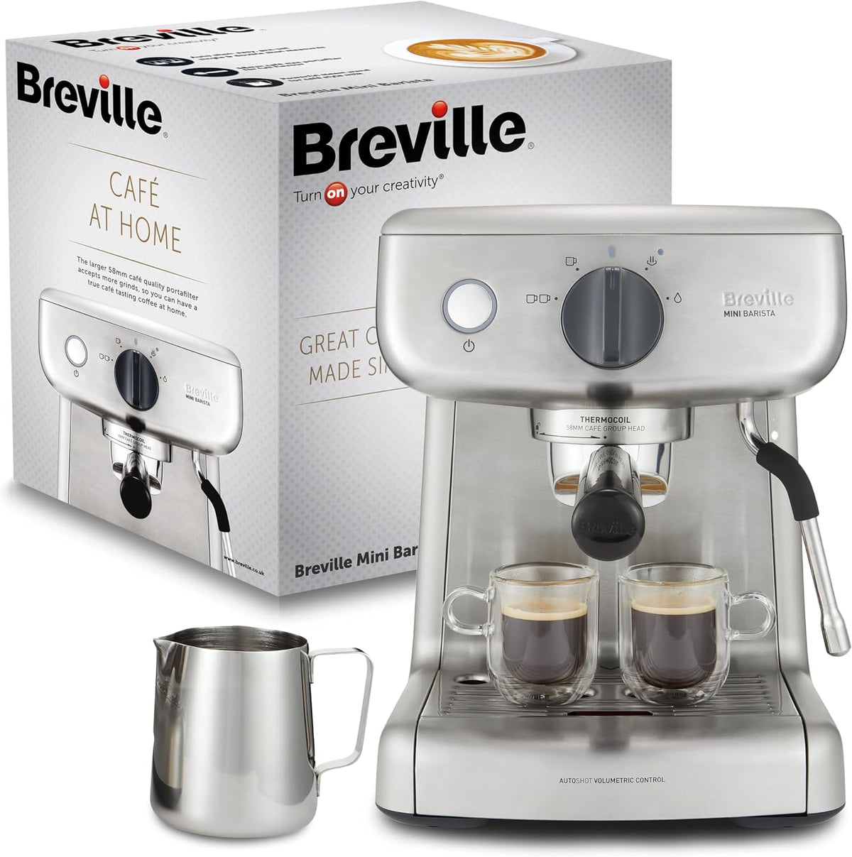 Breville machine à café, Noir/Argenté, Barista Mini Cafetière/machine à expresso semi-automatique