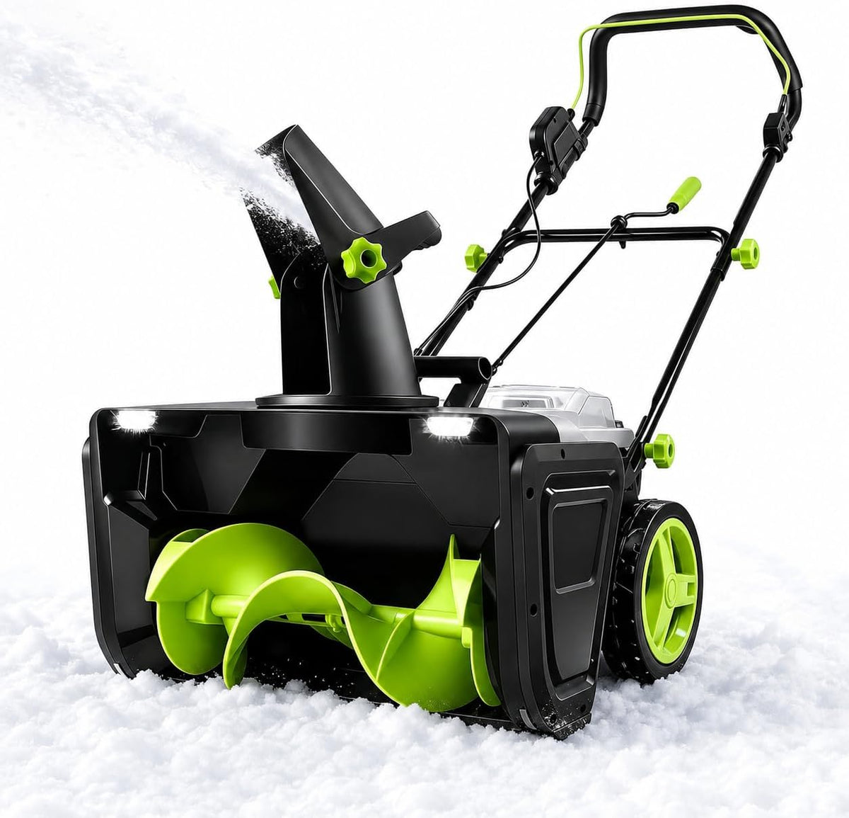 Aredwhiterui fraise à neige, 3500 W, 40 V, 40 V, 7,6 m, 50 cm, Noir, Déneigeuse Électrique, Souffleur À Neige Sans Fil Pour Allées 2Batt