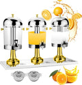 asdchZen Distributeurs de boissons glacées, 87 x 35 x 58 cm, 24 litres (3 bacs), 24 L, Acier inoxydable, Argent/Or plaqué