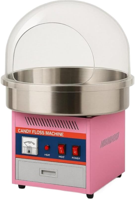 Machine Machines à barbe à papa, 1,8 kg, 50 cm, Argenté, à Barbe à Papa Professionnelle avec Bulle de Protection