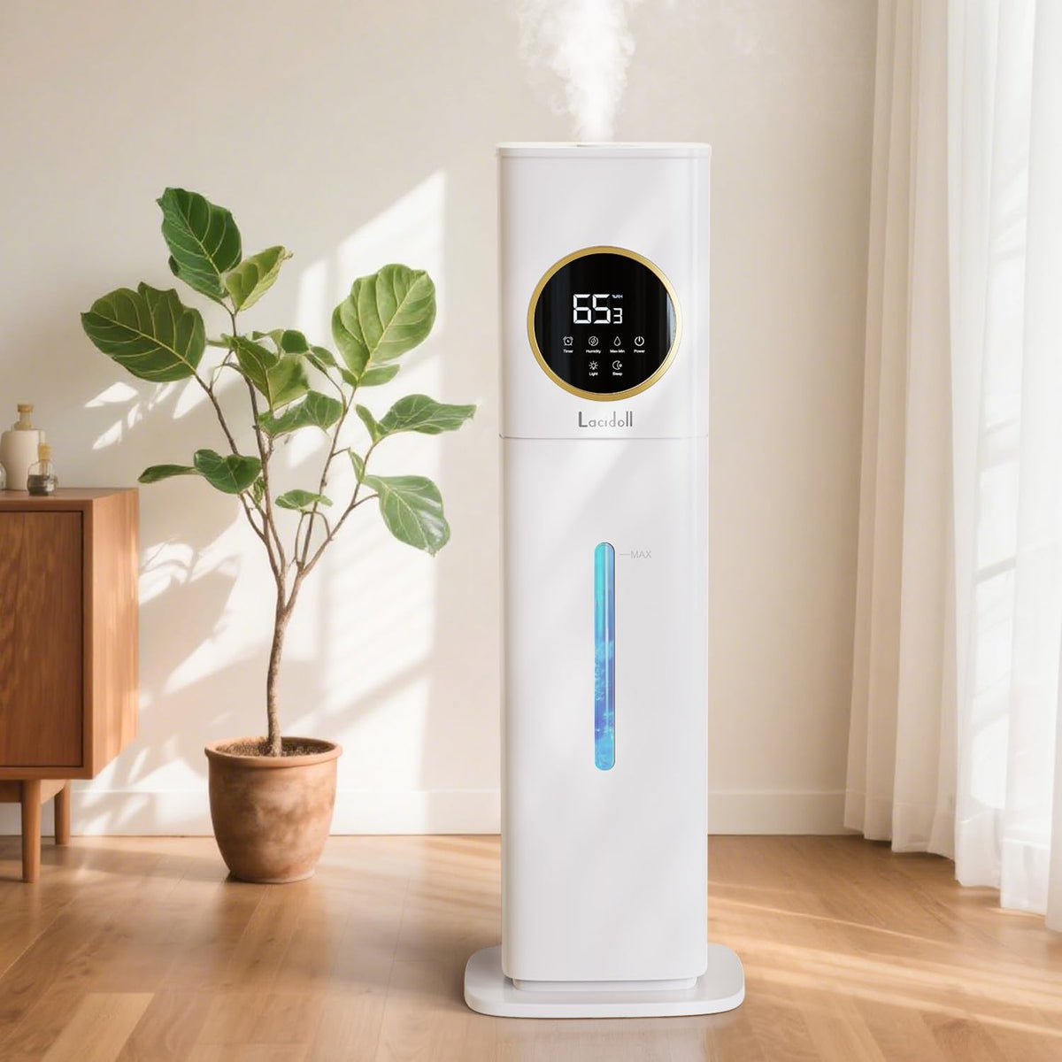 Lacidoll Humidificateurs pour chambre simple, 8 L, Noir, Humidificateur d'air grand espace