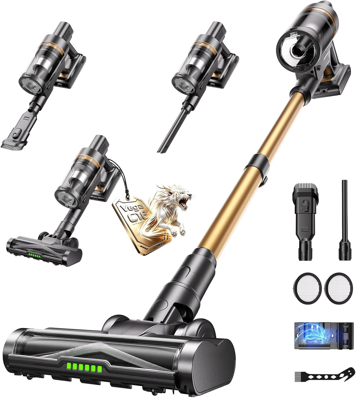 Circlio aspirateur balai sans fil, 650 W, Noir, /65000Pa/75min Aspirateur Autoportant, Mode Automatique, Écran LED