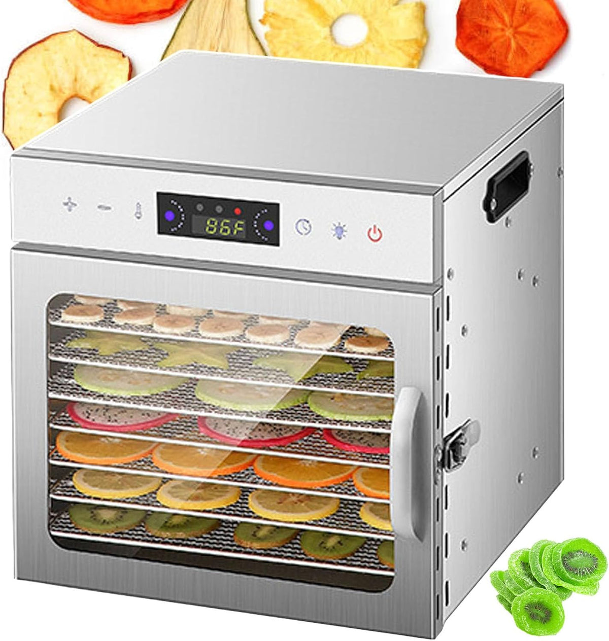 pealiritansemen déshydrateur alimentaire, Acier inoxydable, Argenté, Professionnel En Acier Inoxydable, Minuterie Tactile Et Température De 30 À 90 °C