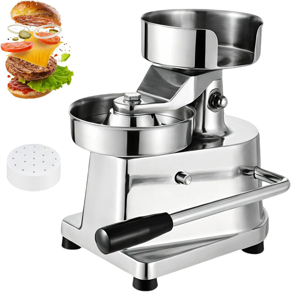 LURECAQING Hachoirs à viande, 260*202*275 mm, 150 cm, acier inoxydable, Noir, Presse à Hamburger Commerciale
