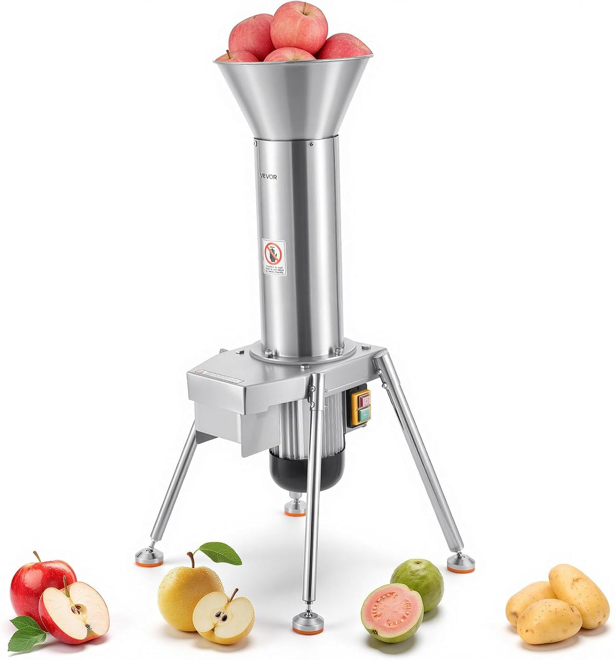 VEVOR broyeur, 19,68x22,63x41,33 pouces / 500x575x1050 mm, 1100 W, 164 kg, 80 mm, Argenté, à Fruits Électrique