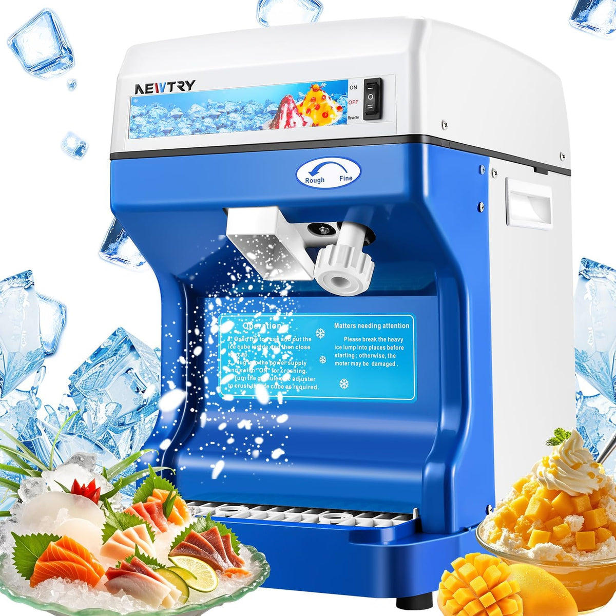 NEWTRY broyeur, Noir, à glace électrique commercial 260 lb/h