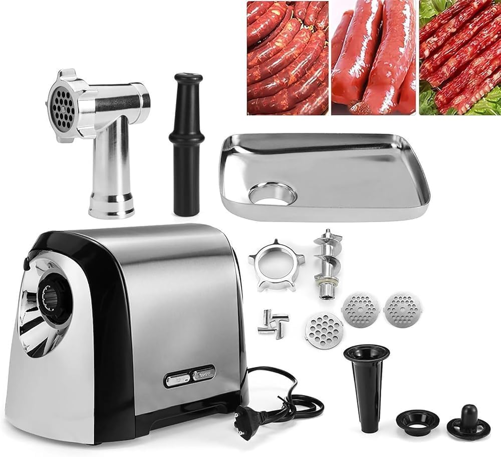 Hachoir Hachoirs à viande, 1000 W, Noir, Robuste avec 3 grilles de Coupe pour Une utili