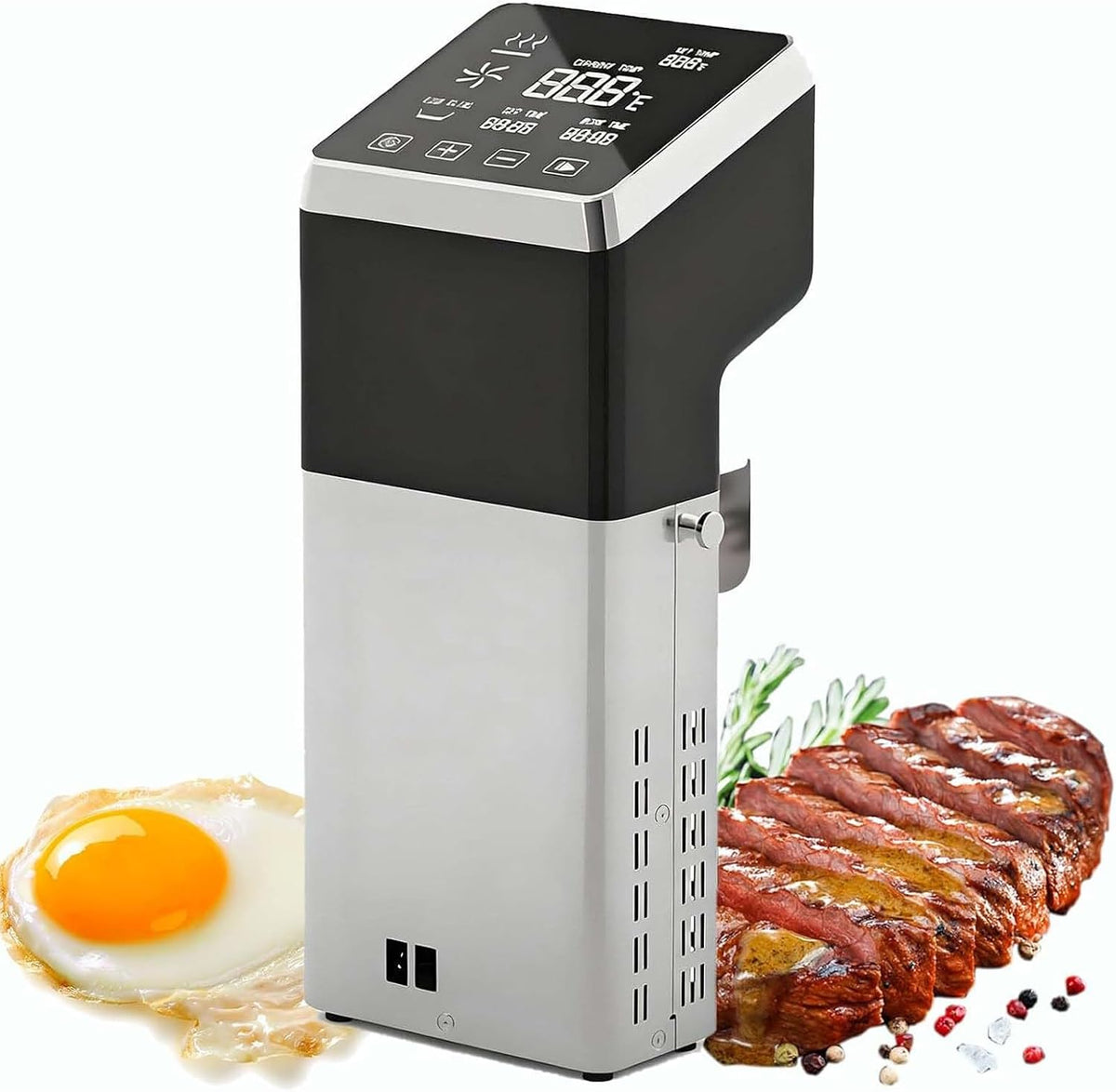 ZenSeFarin Bains-marie sous vide, 13x11x32 cm, 1600 W, 1600 W, Acier inoxydable, Noir, Chauffe Rapide, Ultra Silencieux