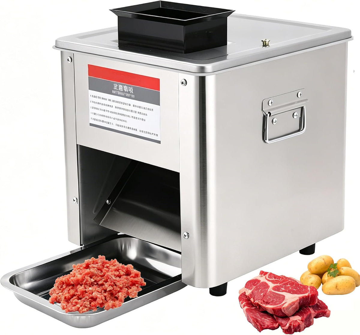 Hachoir trancheuse électrique, 33 × 35 cm / 13,0 × 13,8 pouces (L × H), 330 lb/heure, 950 W, 950 W, 150 Kg, Argenté, à Viande Professionnel