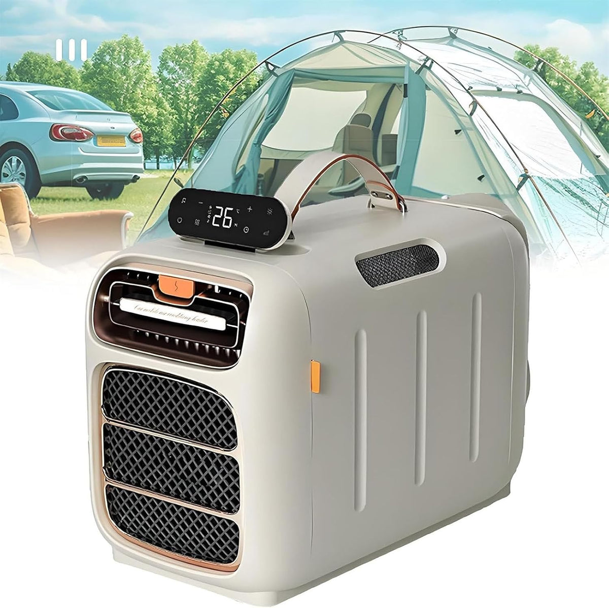 climatiseur portable PioMue, environ 45 dB, Blanc, Climatiseur de Camping Portable avec télécommande Cooling+Heating
