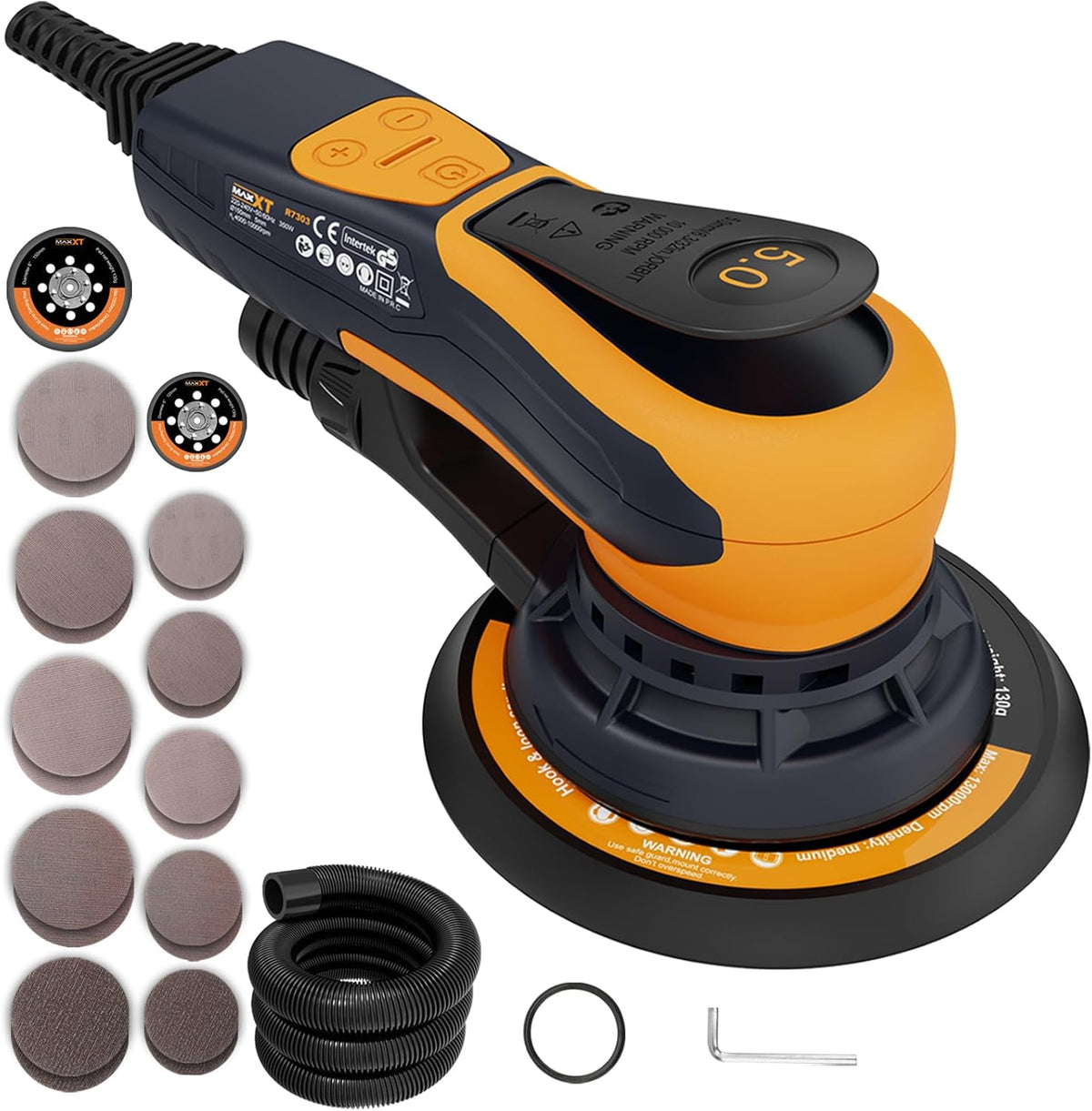 MAXXT Ponceuses excentrique, 350 W, 125 mm, 5.0 mm, 10000 tr/min, Marron, Ponceuse orbitale sans balais, disque de 150