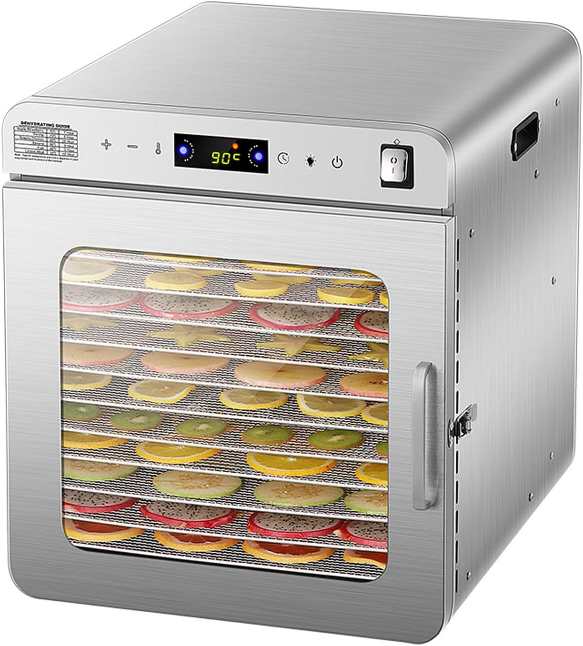 BDJSN déshydrateur alimentaire, acier inoxydable, Argenté, Professionnel 12/20 Couches, Contrôle De Température 30-90 °C